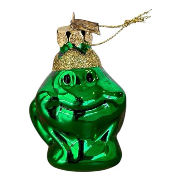 Christmas Ornament Hand Blown Glass Green Frog Thomas Pacconi Classics 2003 Xmas - Picture 2 of 11